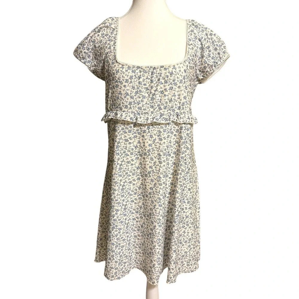 Altar'd State Blue Floral Eyelet Mini‎ Dress Made USA Size XL